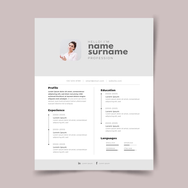 Gratis vector minimalistische cv-template