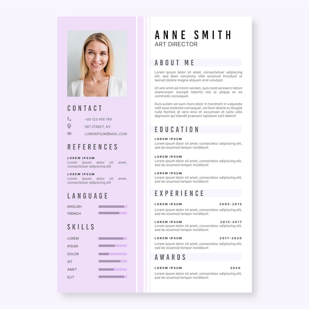 Gratis vector minimalistische cv-template