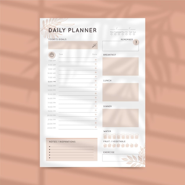 Minimalistische dagelijkse planner-sjabloon