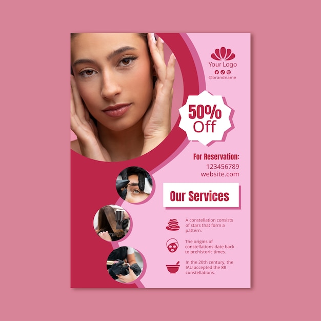 Minimalistische fuchsia schoonheidssalon flyer