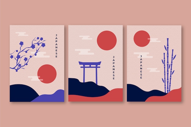 Gratis vector minimalistische japanse covercollectie