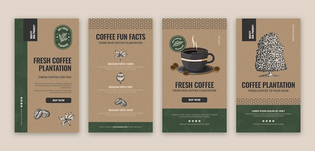 Gratis vector minimalistische koffieplantage instagramverhalen