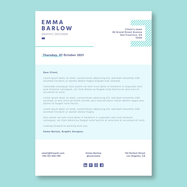 Minimalistische lichtblauwe emma design letter