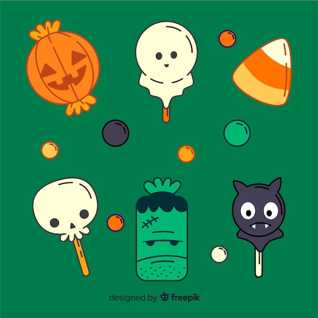 Minimalistische platte halloween snoepcollectie