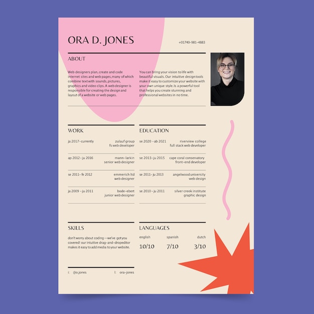 Minimalistische retro cv-template