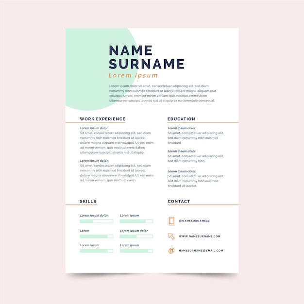 Gratis vector minimalistische zakelijke cv briefpapier sjabloon