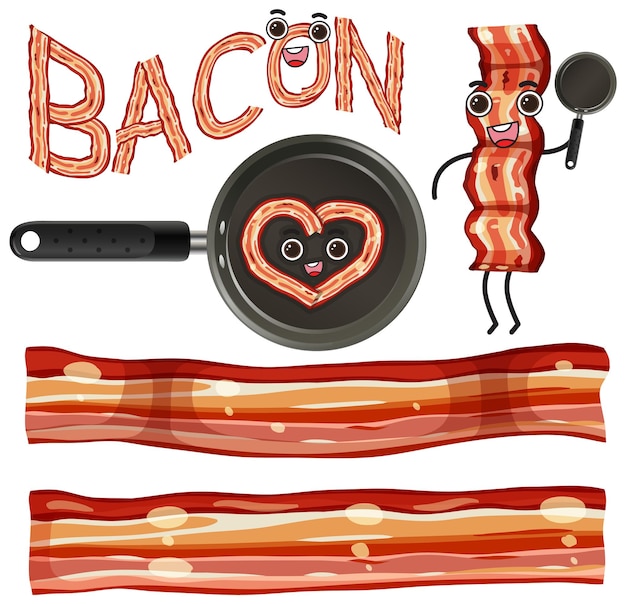 Gratis vector mix setje gegrilde bacon