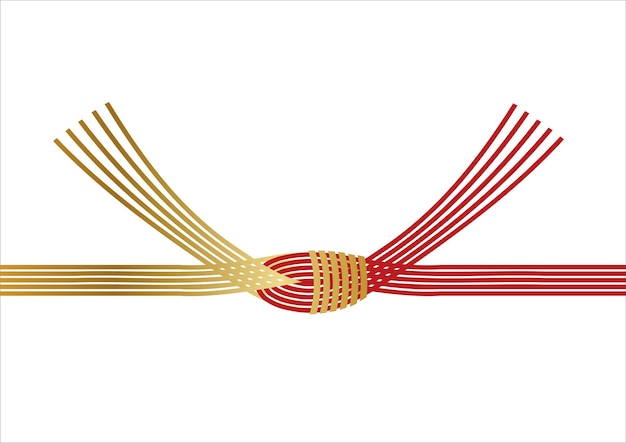 Mizuhiki, japanse decoratie strings, vector illustratie geïsoleerd op een witte achtergrond.