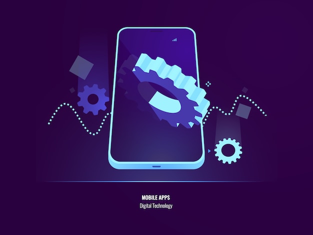 Mobiele apps-ontwikkeling, applicatie-installatie en update-concept, smartphone-instelling