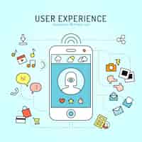Gratis vector mobiele en web-elementen van de user experience in lineaire stijl