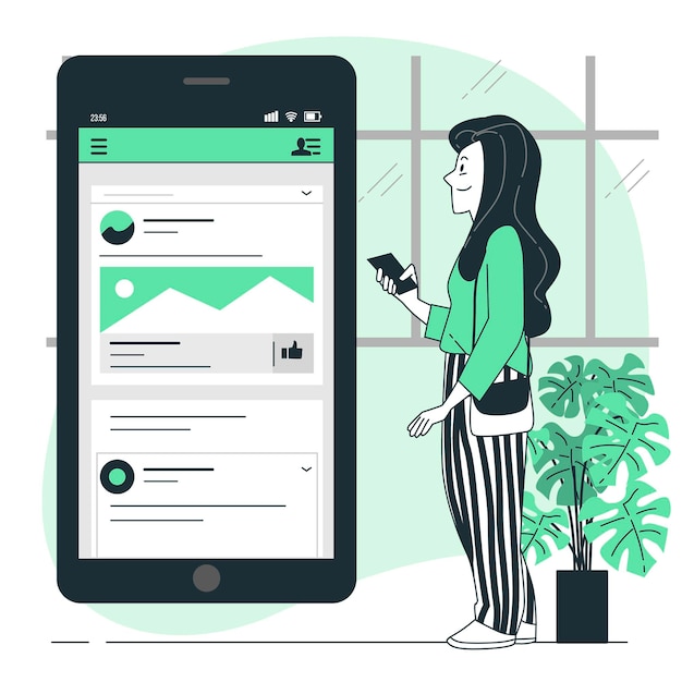 Mobiele feed concept illustratie