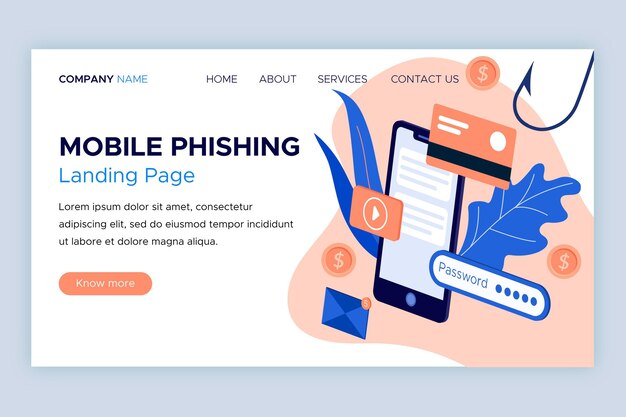 Mobiele phishing-bestemmingspagina