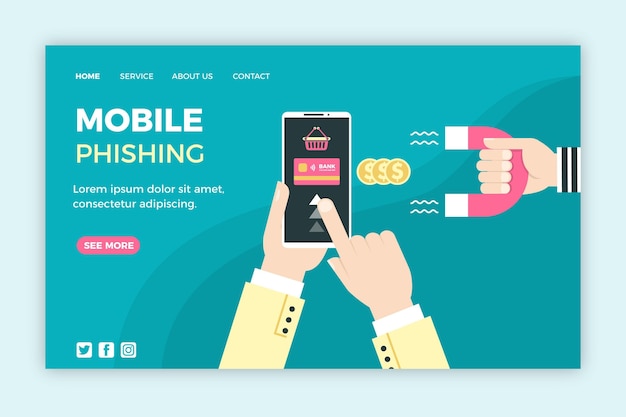 Mobiele phishing websjabloon concept