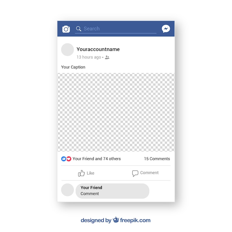 Gratis Vector mobiele post op facebook met plat ontwerp