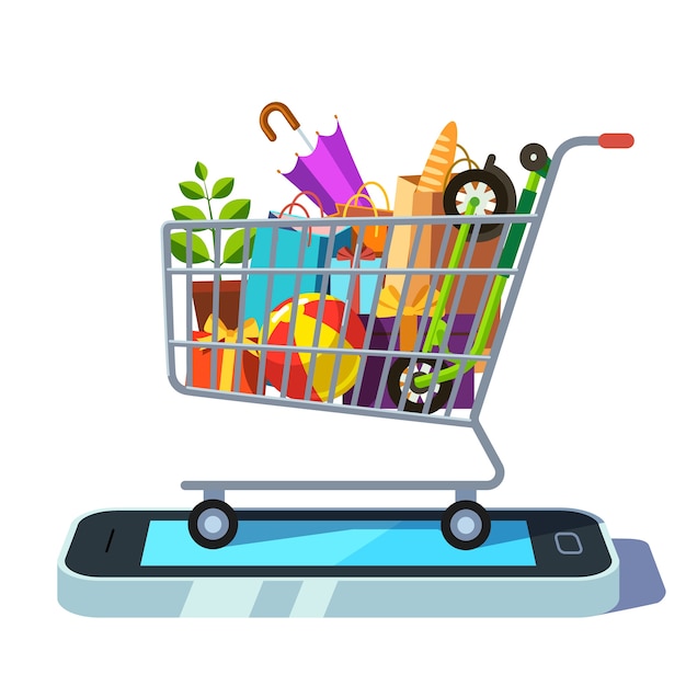 Mobiele retail en ecommerce concept