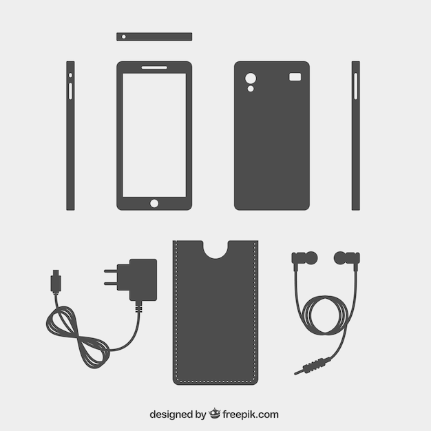 Gratis vector mobiele telefoon en accessoires