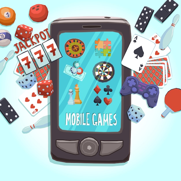 Gratis vector mobiele telefoon games concept