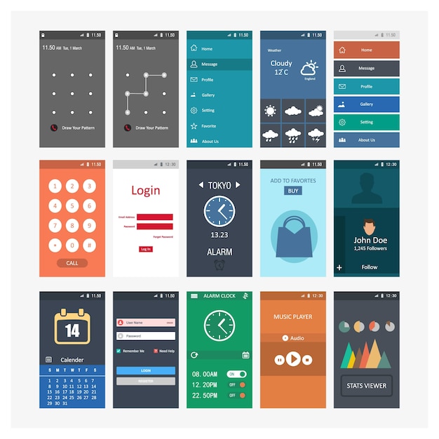 Gratis vector mobile screenshots templates