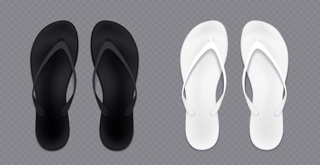 Gratis vector mockup-set met zwart-witte slippers