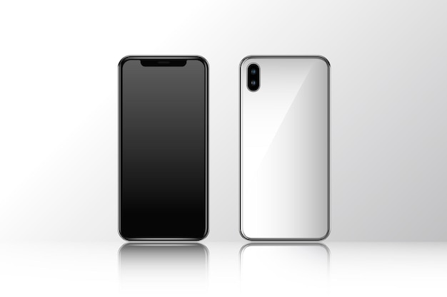 Mockup voor en achteraanzicht van de mobiele telefoon