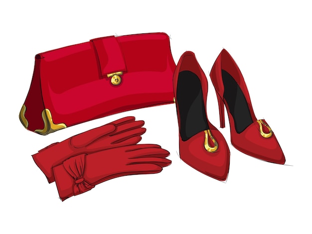 Mode accessoire samenstelling met geïsoleerde afbeelding van luxe vrouwelijke goederen op lege achtergrond vectorillustratie