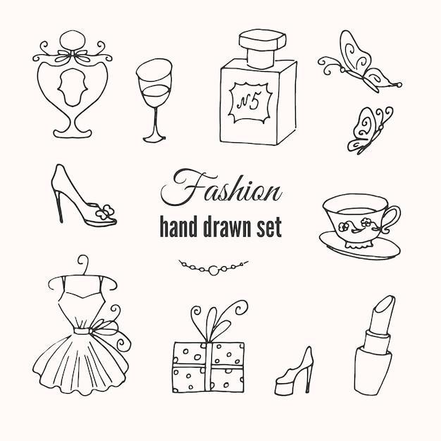 Gratis vector mode hand getekende set