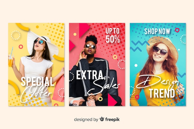 Gratis vector mode verkoop banners met foto