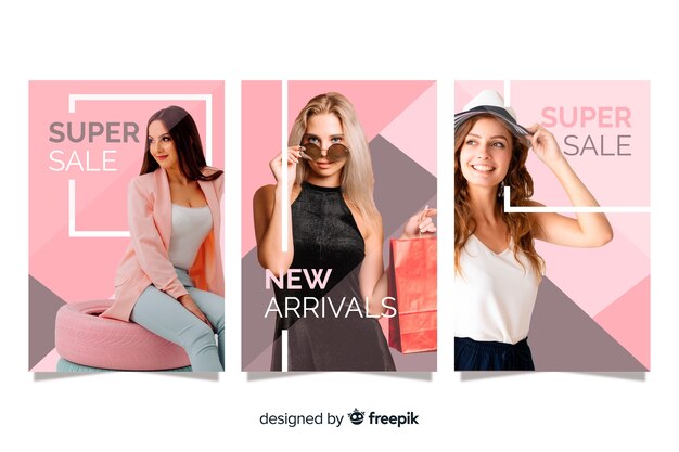Mode verkoop banners met foto