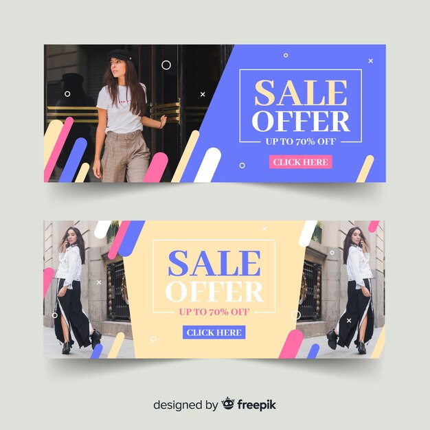 Gratis vector mode verkoop banners