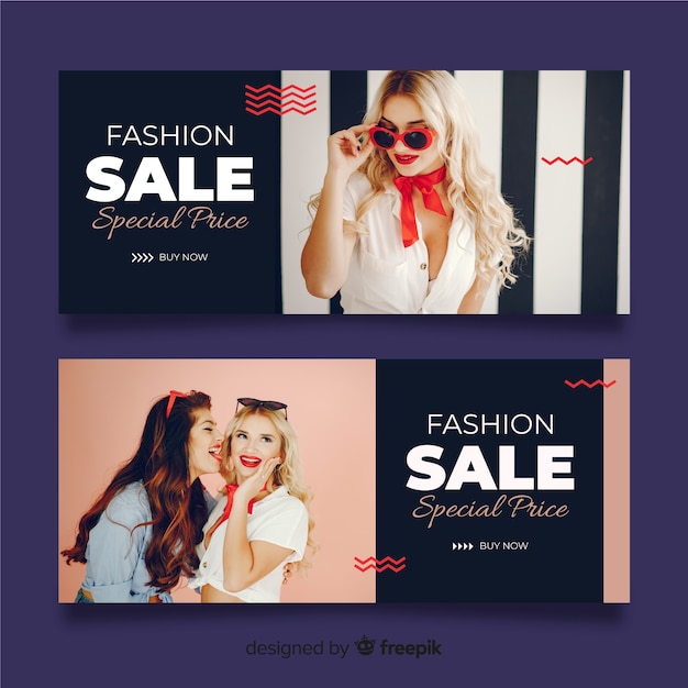 Gratis vector mode verkoop banners