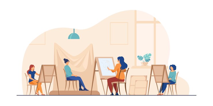 Gratis Vector model poseren voor kunstworkshop