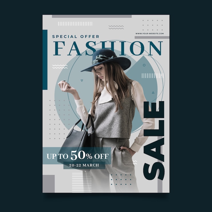 Gratis Vector modeposter sjabloon met foto