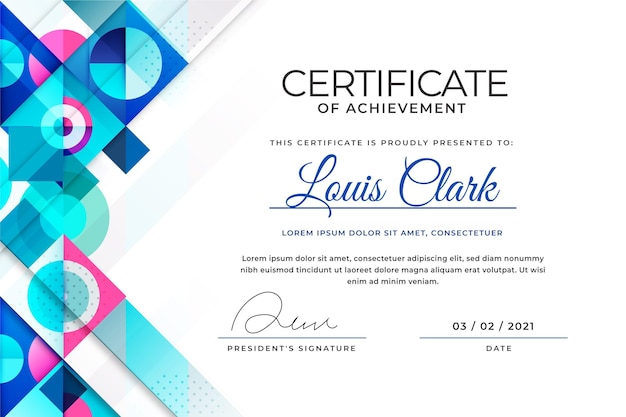 Modern abstract ontwerp van certificaatsjabloon