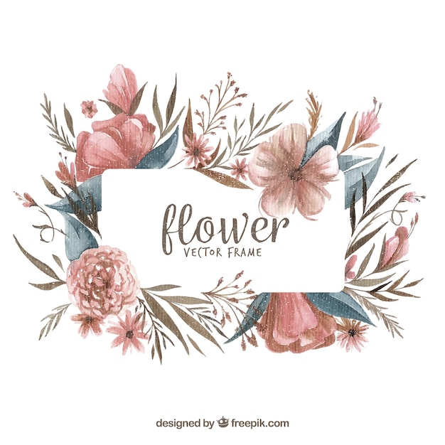 Gratis vector modern aquarel bloemenframe