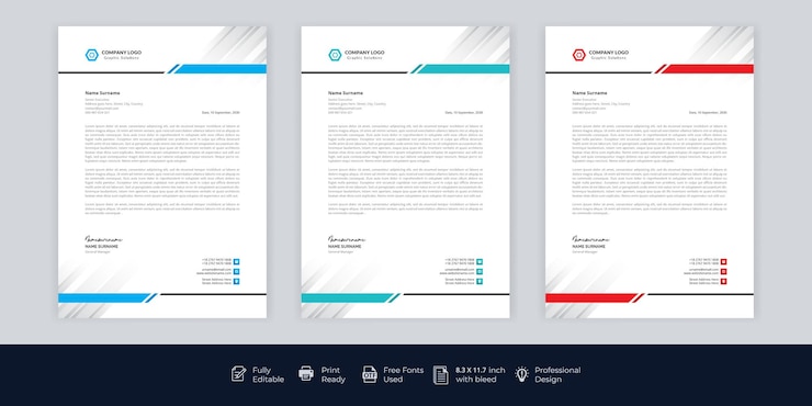 Gratis Vector modern bedrijfsbriefpapier