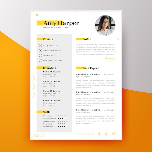 Modern curriculum vitae-sjabloon voor nieuwe werknemer