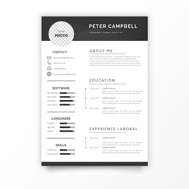 Gratis vector modern curriculum vitae