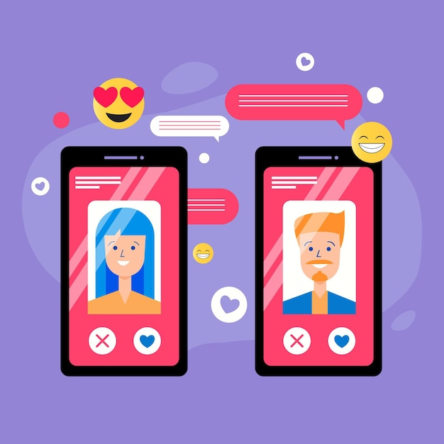 Gratis vector modern dating app-concept