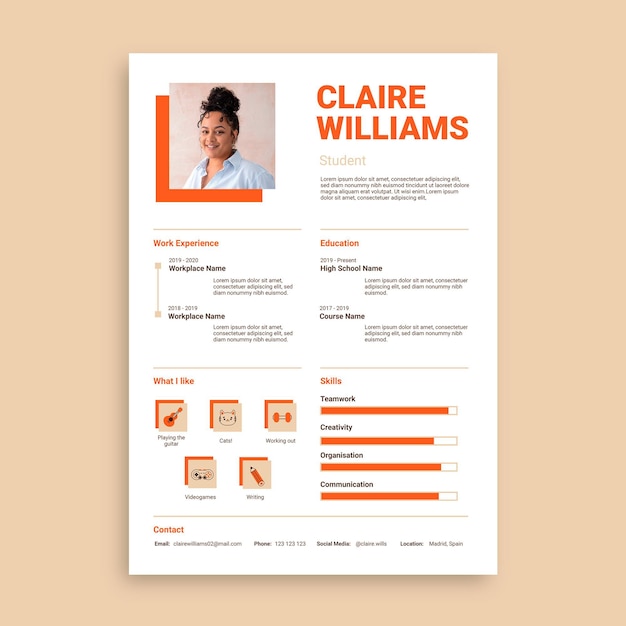 Modern eenvoudig claire middelbare school cv-sjabloon