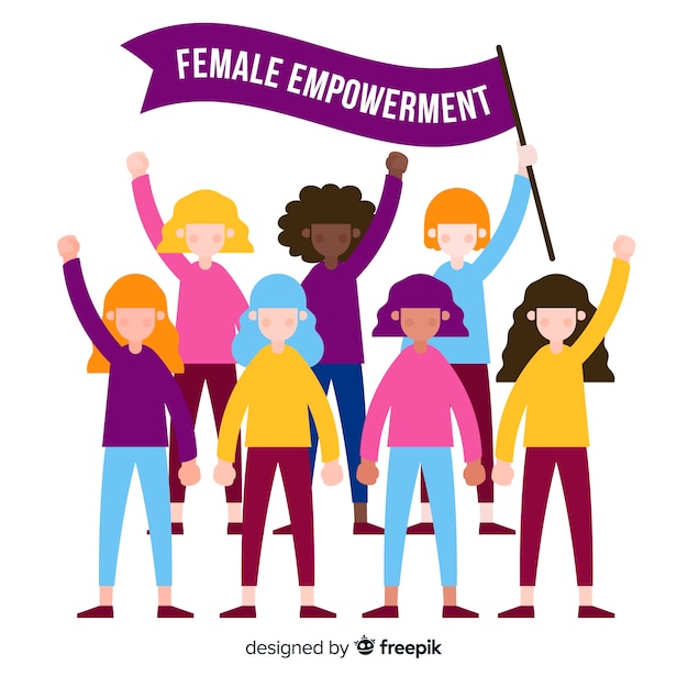 Gratis vector modern feminismeconcept met vlak ontwerp