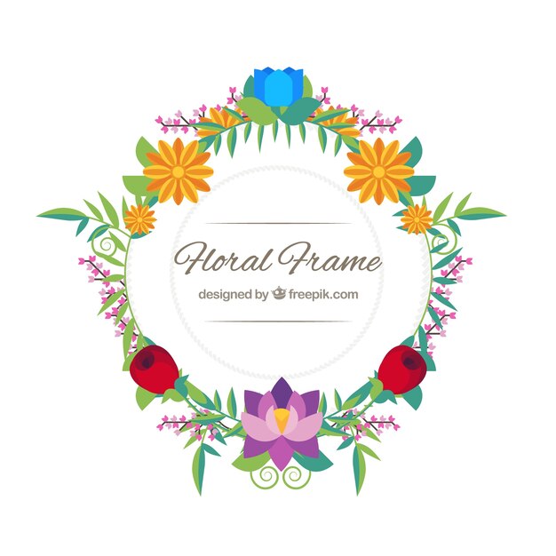 Modern frame met platte bloemen