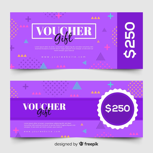 Modern geschenk voucher sjabloon met platte ontwerp