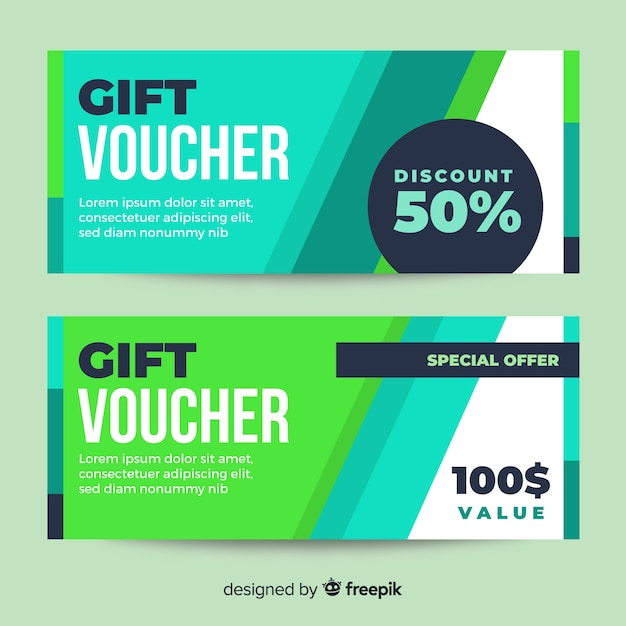 Modern geschenk voucher sjabloon met platte ontwerp