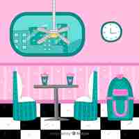 Gratis vector modern hand getekend restaurant interieur