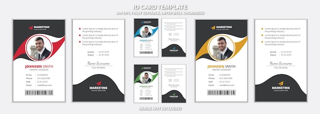 Modern kantoor id-kaartsjabloonontwerp met creatieve uitstraling Premium Vector