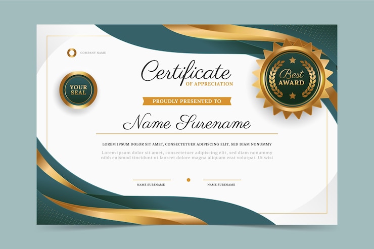 Gratis Vector modern medewerker van de maand certificaat