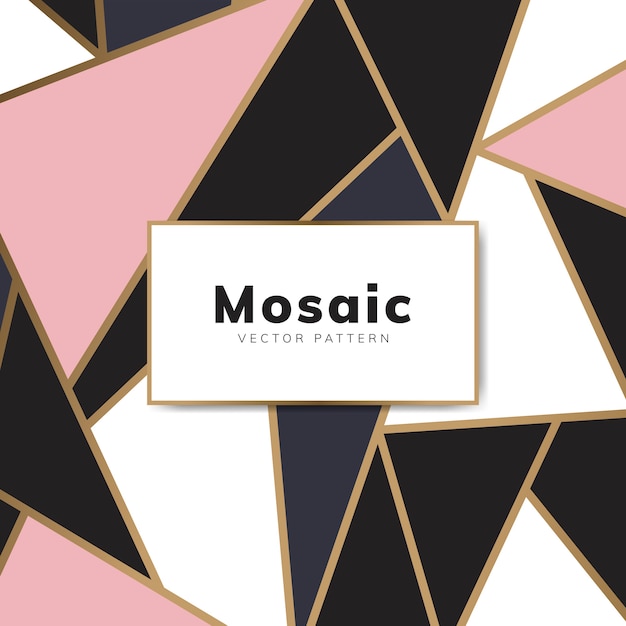 Modern mozaïekbehang in roségoud, goud en zwart