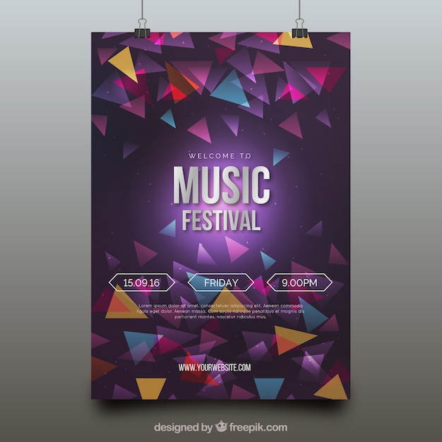 Modern muziekfestival poster met geometrische figuren