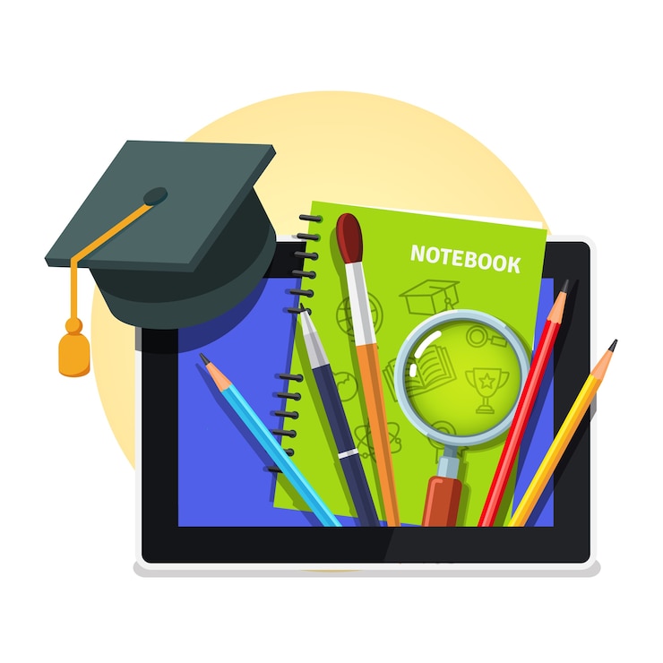 Gratis Vector modern onderwijs concept. tablet computer
