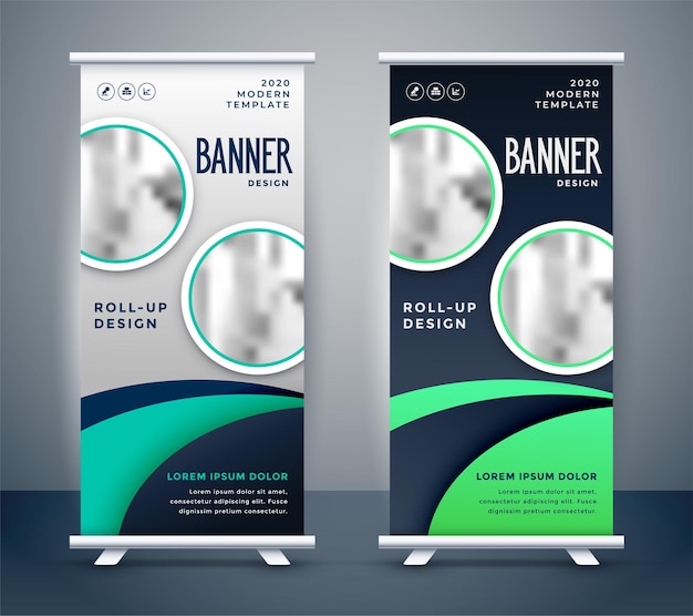 Gratis vector modern oprolbaar bannerontwerp